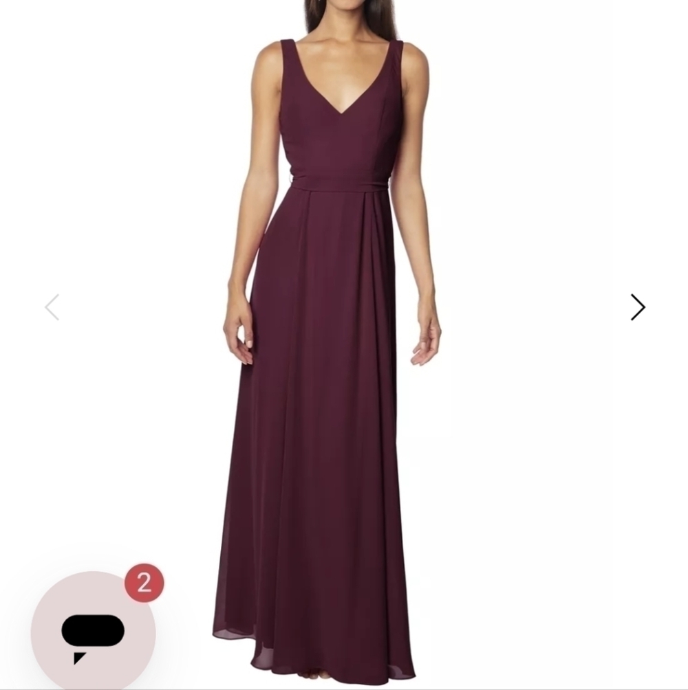 BILL Levkoff Wine Burgundy V Neck Chiffon Gown 10